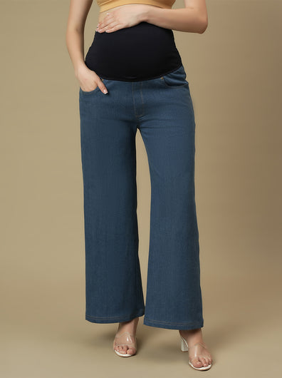 Maternity Light Blue Flare Bell Bottom Jeans