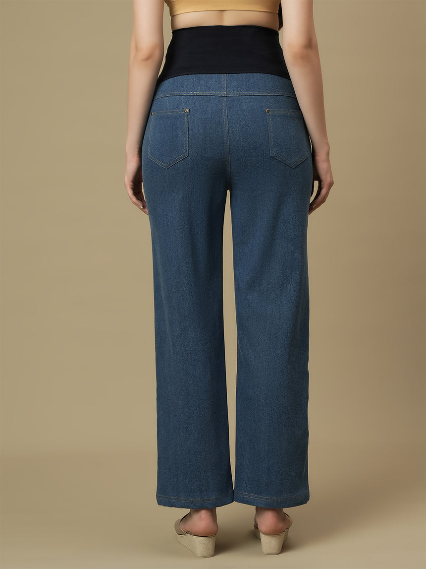 Maternity Light Blue Wide-leg Jeans