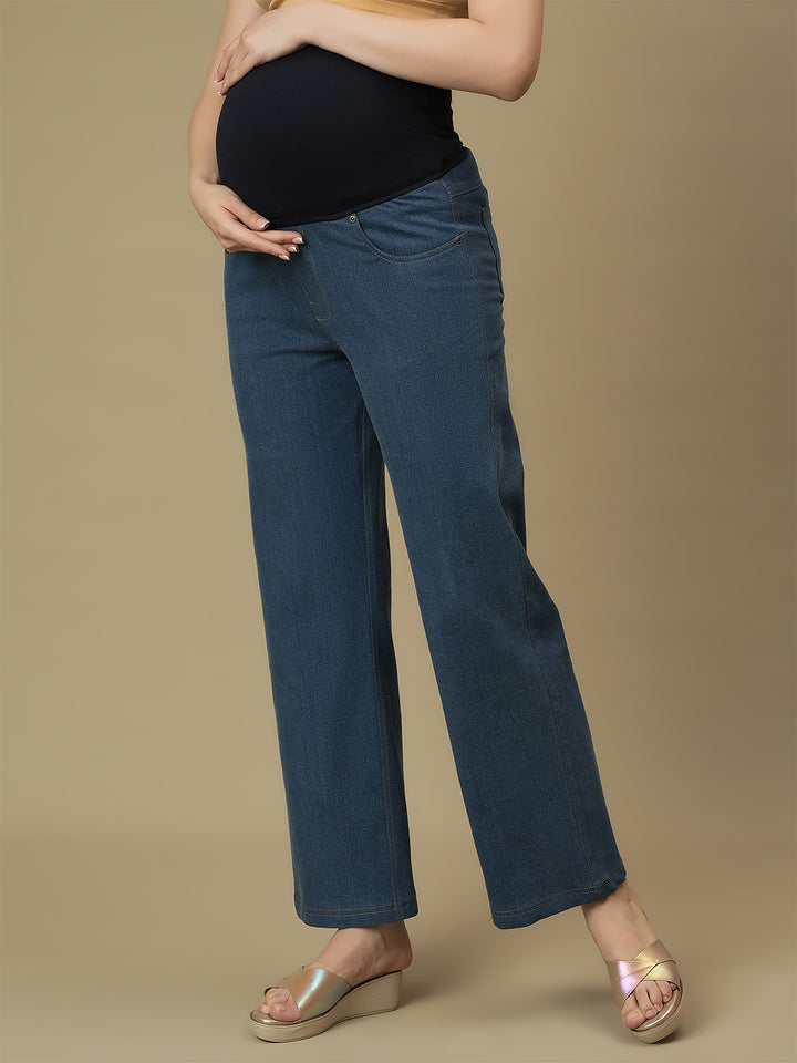 Maternity Light Blue Wide-leg Jeans