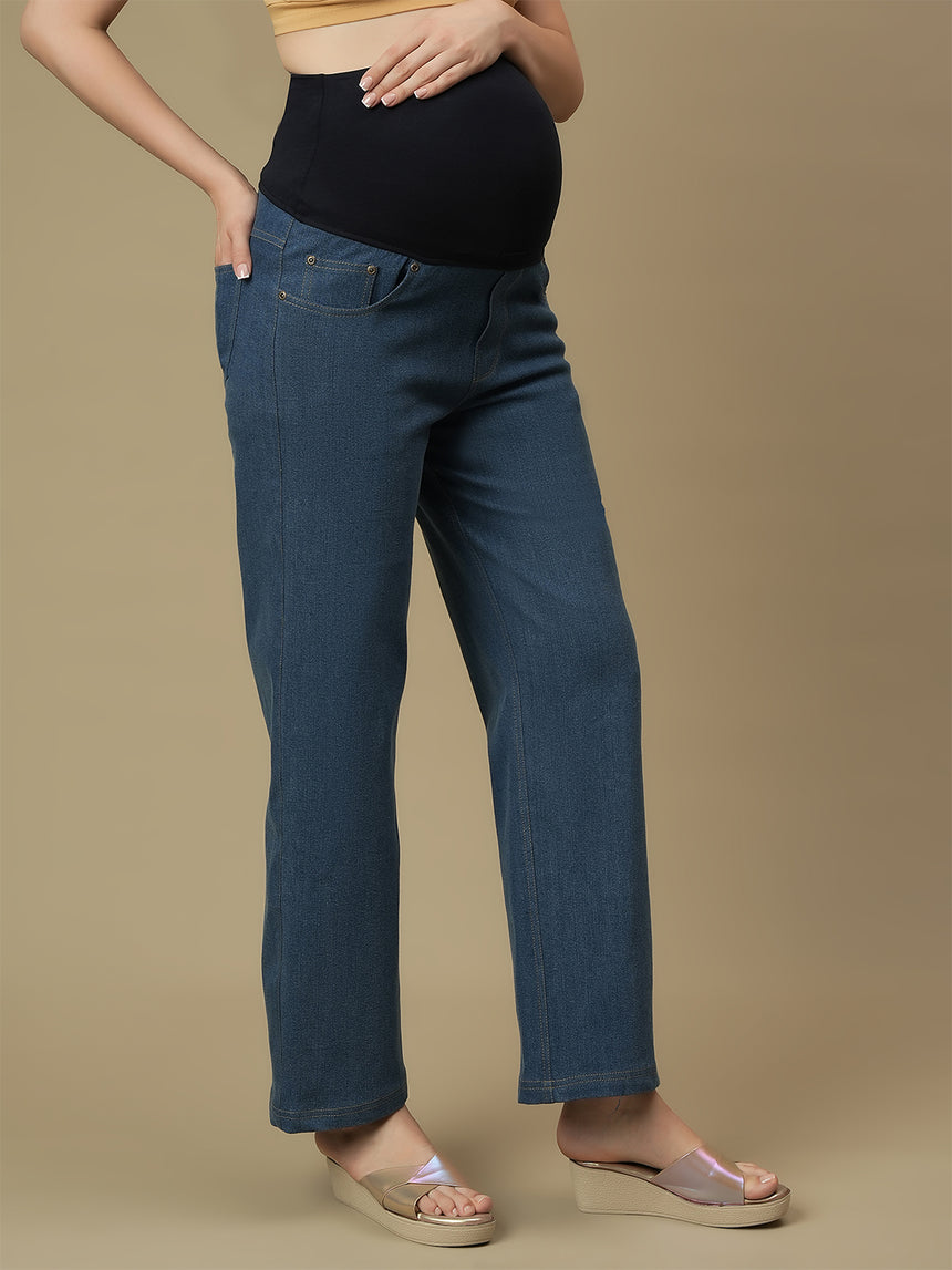 Maternity Light Blue Wide-leg Jeans