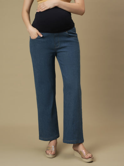 Maternity Light Blue Wide-leg Jeans