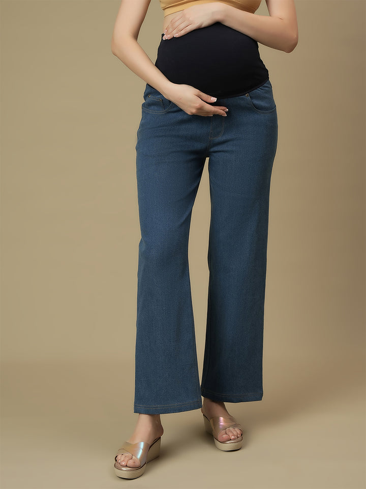 Maternity Light Blue Wide-leg Jeans