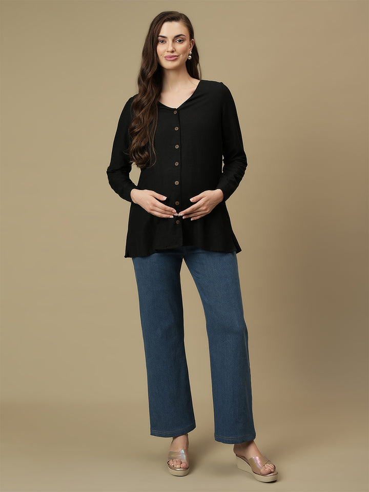 Maternity Light Blue Wide-leg Jeans