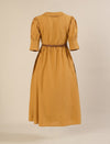 Maternity & Nursing Linen Cotton Mustard Midi Dress