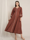 Rust Maternity Linen A-Line Midi Dress