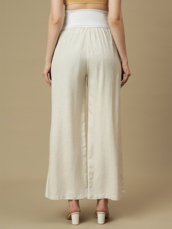 Maternity Linen Shirt with Wide-leg Pants Co-ord Set