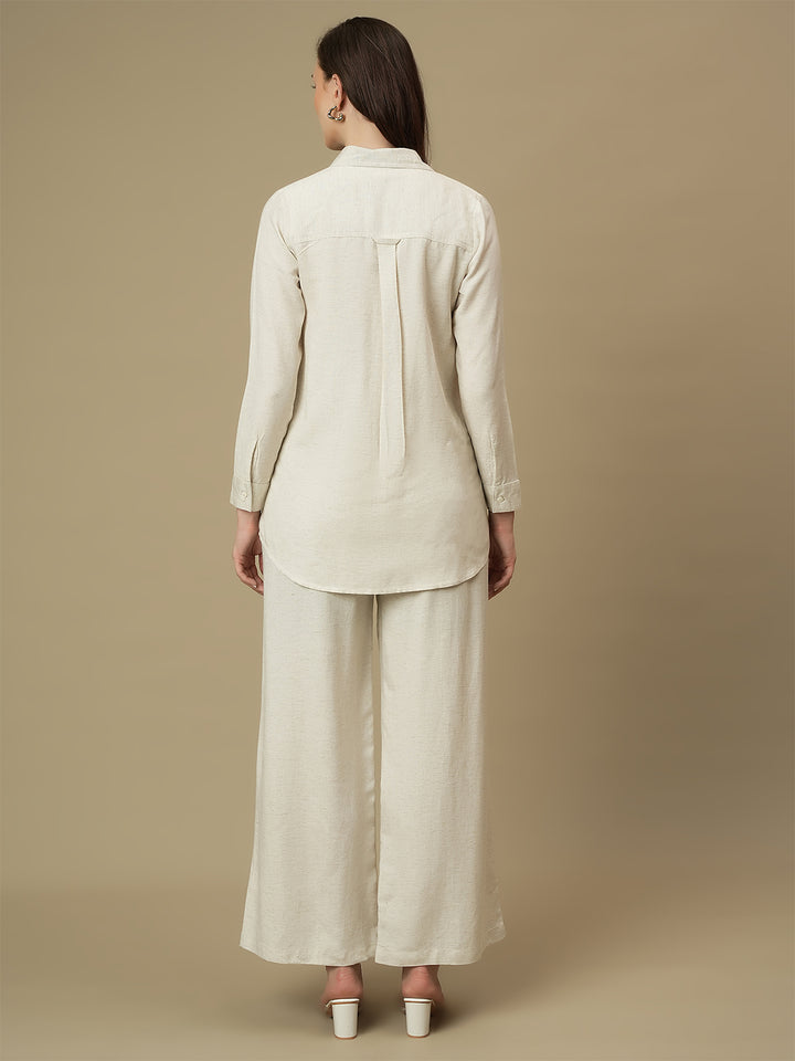 Maternity Linen Shirt with Wide-leg Pants Co-ord Set