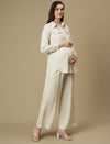 Maternity Linen Shirt with Wide-leg Pants Co-ord Set