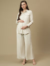 Maternity Linen Shirt with Wide-leg Pants Co-ord Set