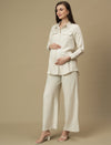 Maternity Linen Shirt with Wide-leg Pants Co-ord Set