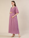 Maternity Lurex Stripe Purple Maxi Dress