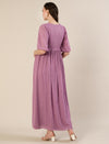 Maternity Lurex Stripe Purple Maxi Dress