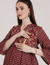 Maternity Maroon Floral Dress