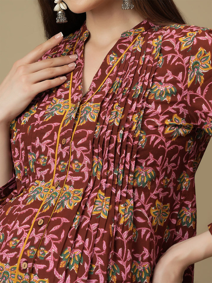 Maternity Maroon Short Kurti Tunic Top