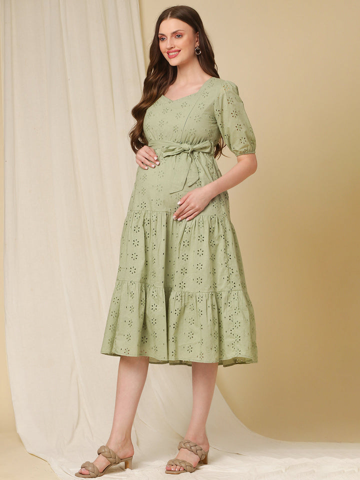 Maternity Mint Green Cotton Dress