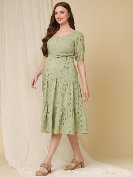 Buy Maternity Mint Green Cotton Dress