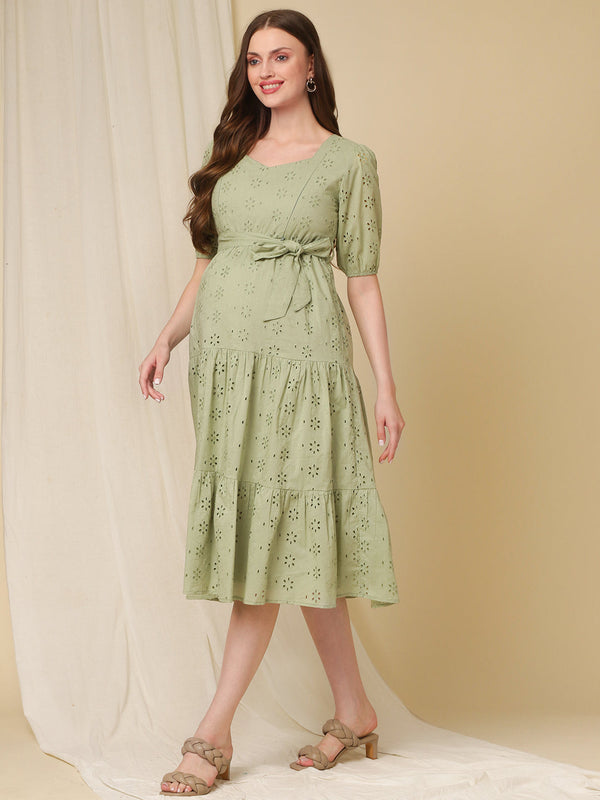 Maternity Mint Green Cotton Dress