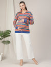 Winter Maternity Multicolor Striped Sweater