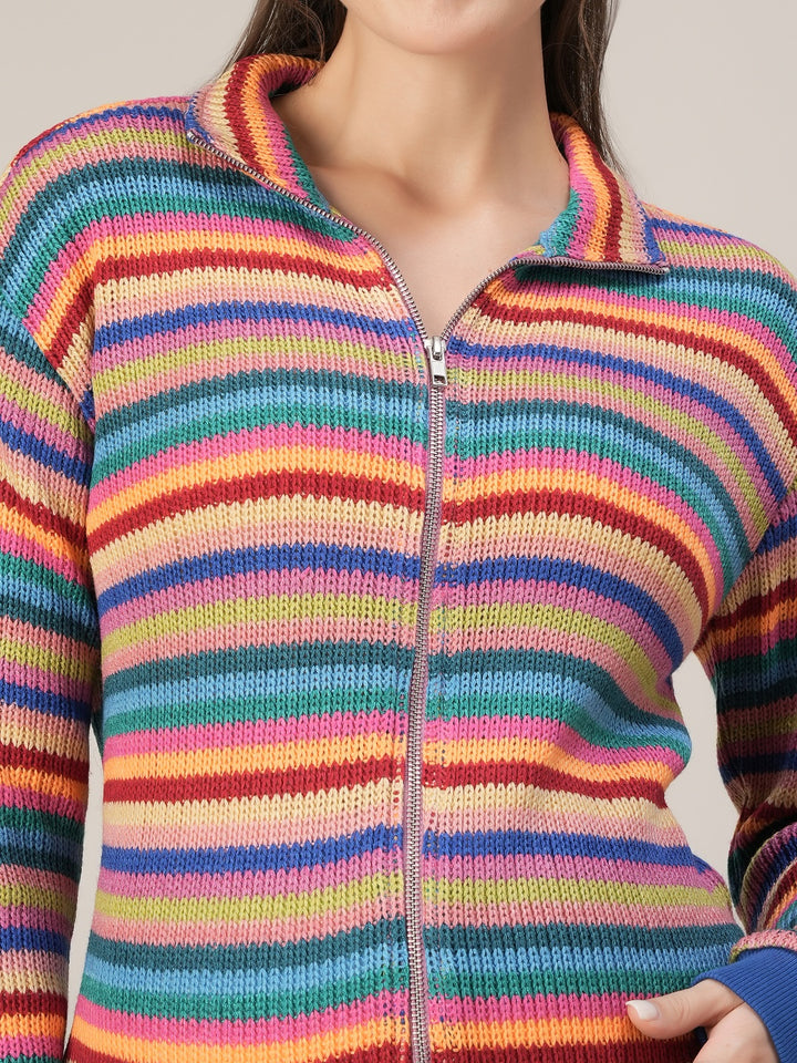 Winter Maternity Multicolor Striped Sweater