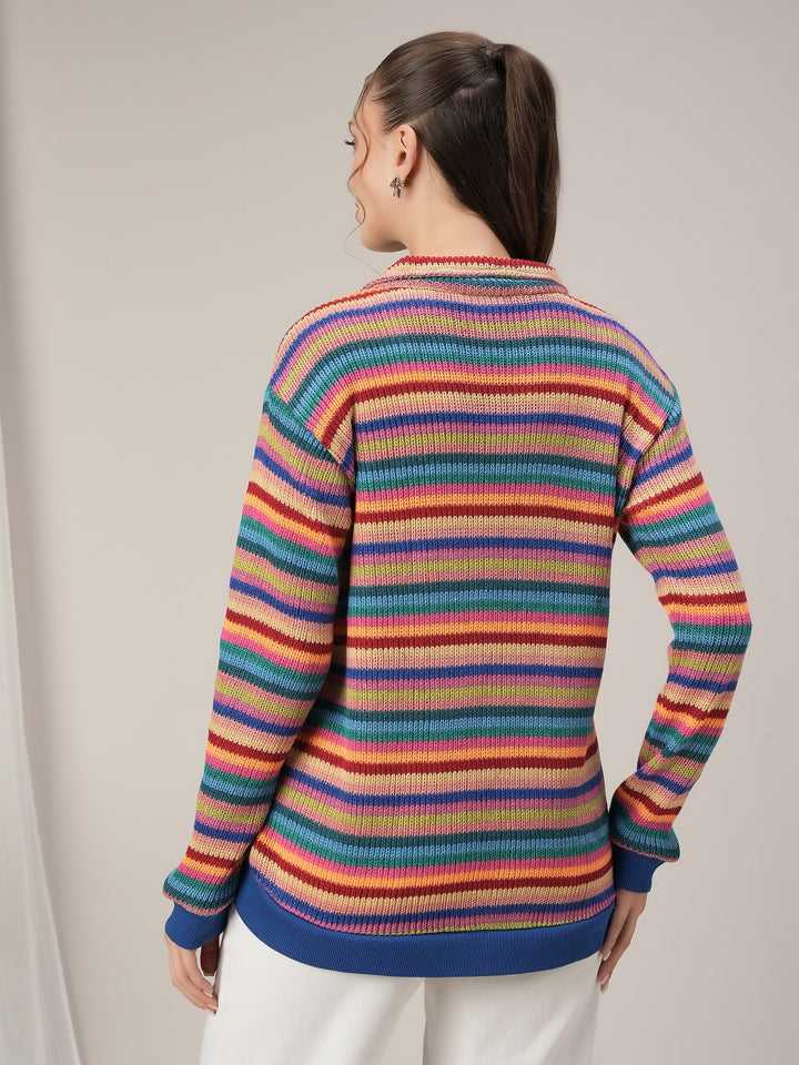 Winter Maternity Multicolor Striped Sweater