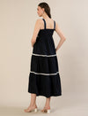 Maternity Navy Blue A-Line Sleeveless Long Dress