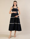 Maternity Navy Blue A-Line Sleeveless Long Dress