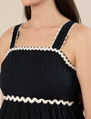 Maternity Navy Blue A-Line Sleeveless Long Dress