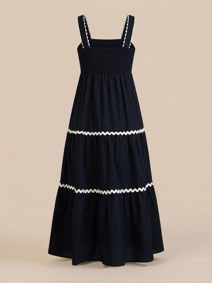 Maternity Navy Blue A-Line Sleeveless Long Dress