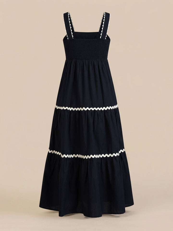 Maternity Navy Blue A-Line Sleeveless Long Dress