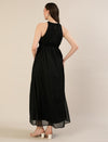 Maternity & Nursing Chiffon Black Halter Maxi Dress