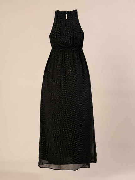 Maternity & Nursing Chiffon Black Halter Maxi Dress