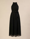 Maternity & Nursing Chiffon Black Halter Maxi Dress
