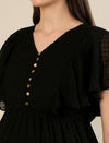 Maternity & Nursing Chiffon Dobby Black Maxi Dress