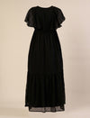 Maternity & Nursing Chiffon Dobby Black Maxi Dress