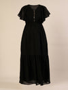 Maternity & Nursing Chiffon Dobby Black Maxi Dress