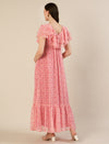 Maternity & Nursing Pink Floral Ruffle A-Line Maxi Dress