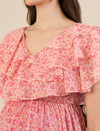 Maternity & Nursing Pink Floral Ruffle A-Line Maxi Dress