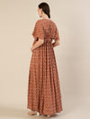 Maternity & Nursing Brown Cotton Crinkle Kaftan Maxi Dress