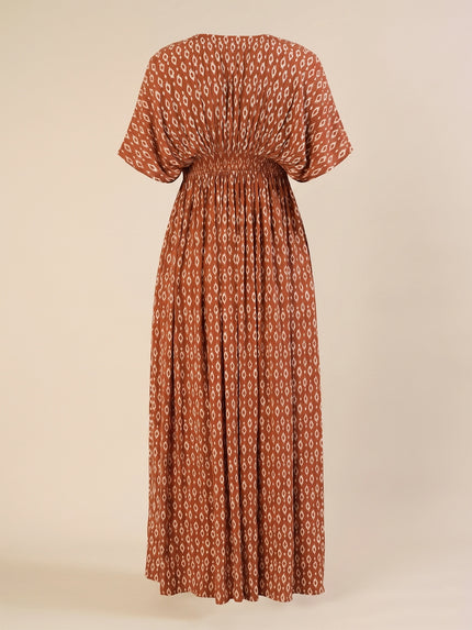 Maternity & Nursing Brown Cotton Crinkle Kaftan Maxi Dress