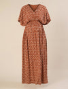 Maternity & Nursing Brown Cotton Crinkle Kaftan Maxi Dress