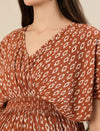 Maternity & Nursing Brown Cotton Crinkle Kaftan Maxi Dress