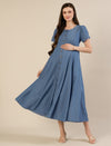Maternity & Nursing Blue Denim Button-Front Midi Dress