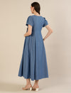 Maternity & Nursing Blue Denim Button-Front Midi Dress