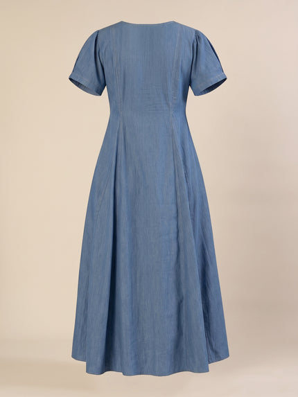 Maternity & Nursing Blue Denim Button-Front Midi Dress