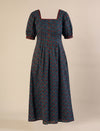 Maternity & Nursing Blue Cotton Ethnic Printed Long Dress