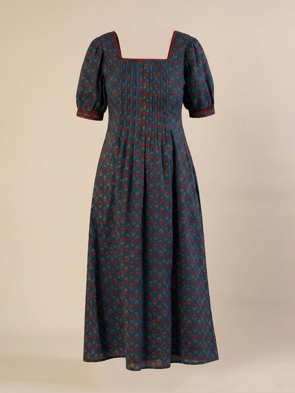Maternity & Nursing Blue Cotton Ethnic Printed Long Dress
