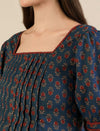Maternity & Nursing Blue Cotton Ethnic Printed Long Dress