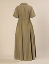 Maternity & Nursing Olive Green Shirt Cotton Midi Dress