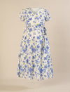 Maternity & Nursing Cotton White Blue Floral Dress