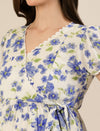 Maternity & Nursing Cotton White Blue Floral Dress
